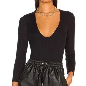 Free People Black Long Sleeve Bodysuit
